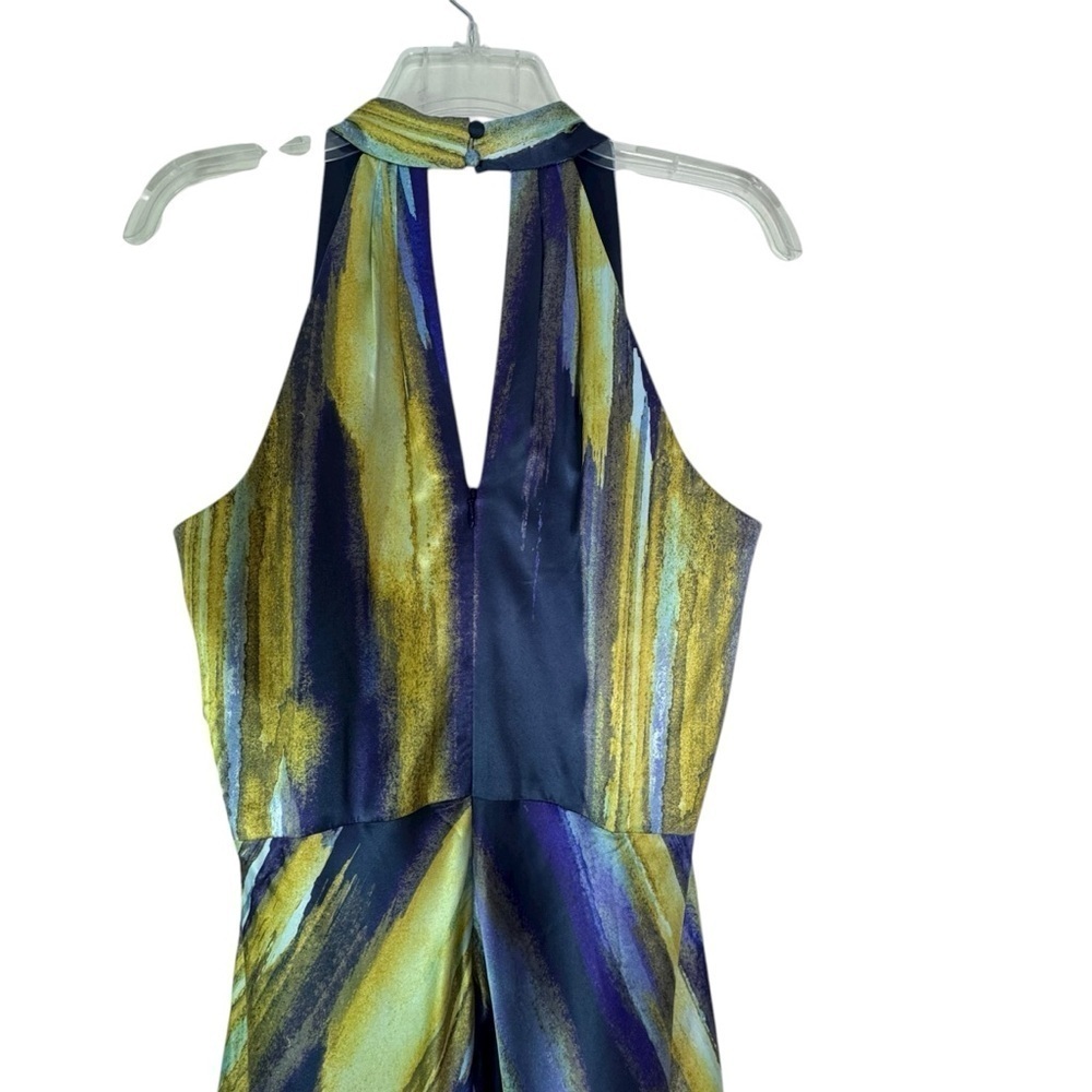 NWT Vince Camuto Abstract Print Knot Front Satin Halter Gown in Multi Size 8 - Picture 6 of 14